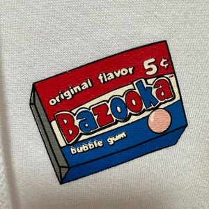 White Bazooka Bubble Gum hoodie. Size Large.